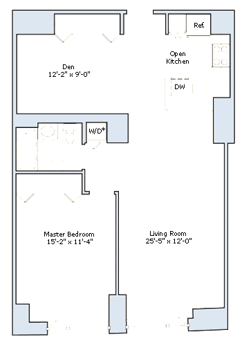 Live your life in a building exuberant with luxury. This gorgeous 1 bedroom is huge and full of light from the floor to ceiling glass windows. Offers stunning views and a fantastic open kitchen with a