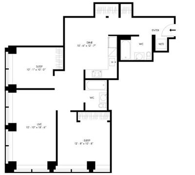 JUST LISTEDHUGE CONVERTIBLE 3 Bdr/2 Bath~Doorman building~Complimentary breakfast~Fitness Center ~On-site Parking~HUGE indoor/outdoor Roof Terrace & Lounge~W/D in Unit Call Now To 