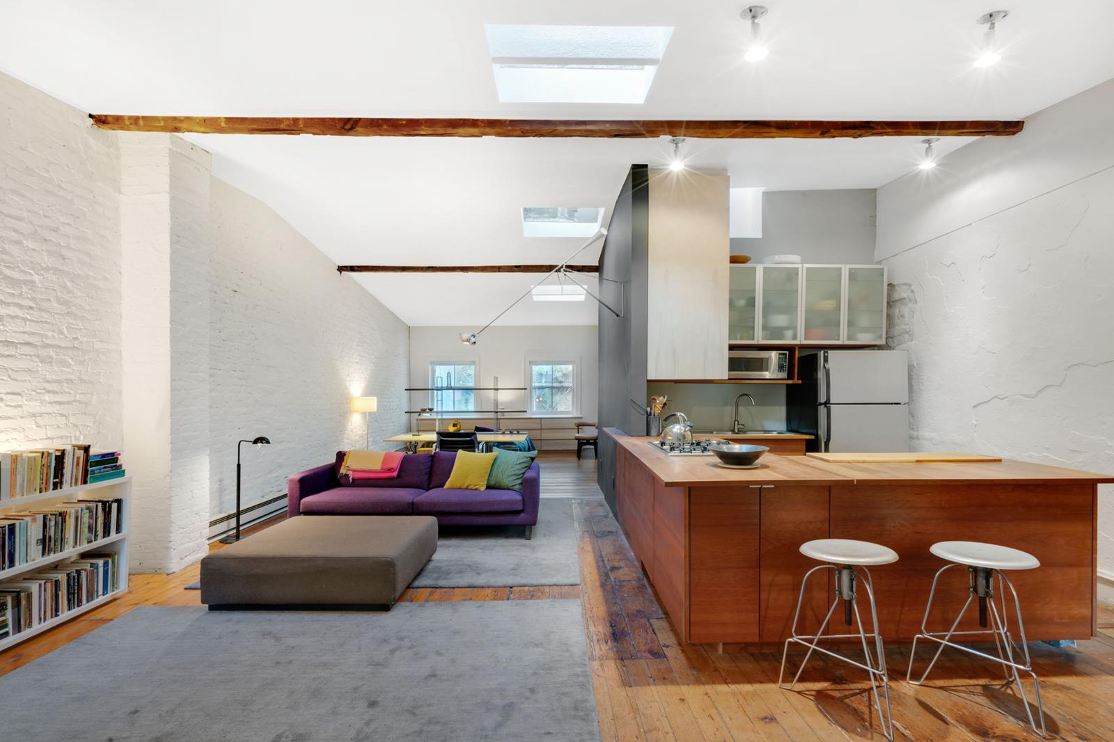 21 Bleecker St 3-W New York, New York Located in the "Heart of Noho", this Top Floor, True Prewar Open loft features 10' ceilings, modern kitchen with dishwasher and microwave, Pella windows, 5 skylights, original wide plank wood floors, north and south exposure, central heating, rustic charm & beautiful light. Low Monthly Charges. Great Loft Cooperative Building.This charming loft is a 2 flight walk-up. Showings by appointment only.
