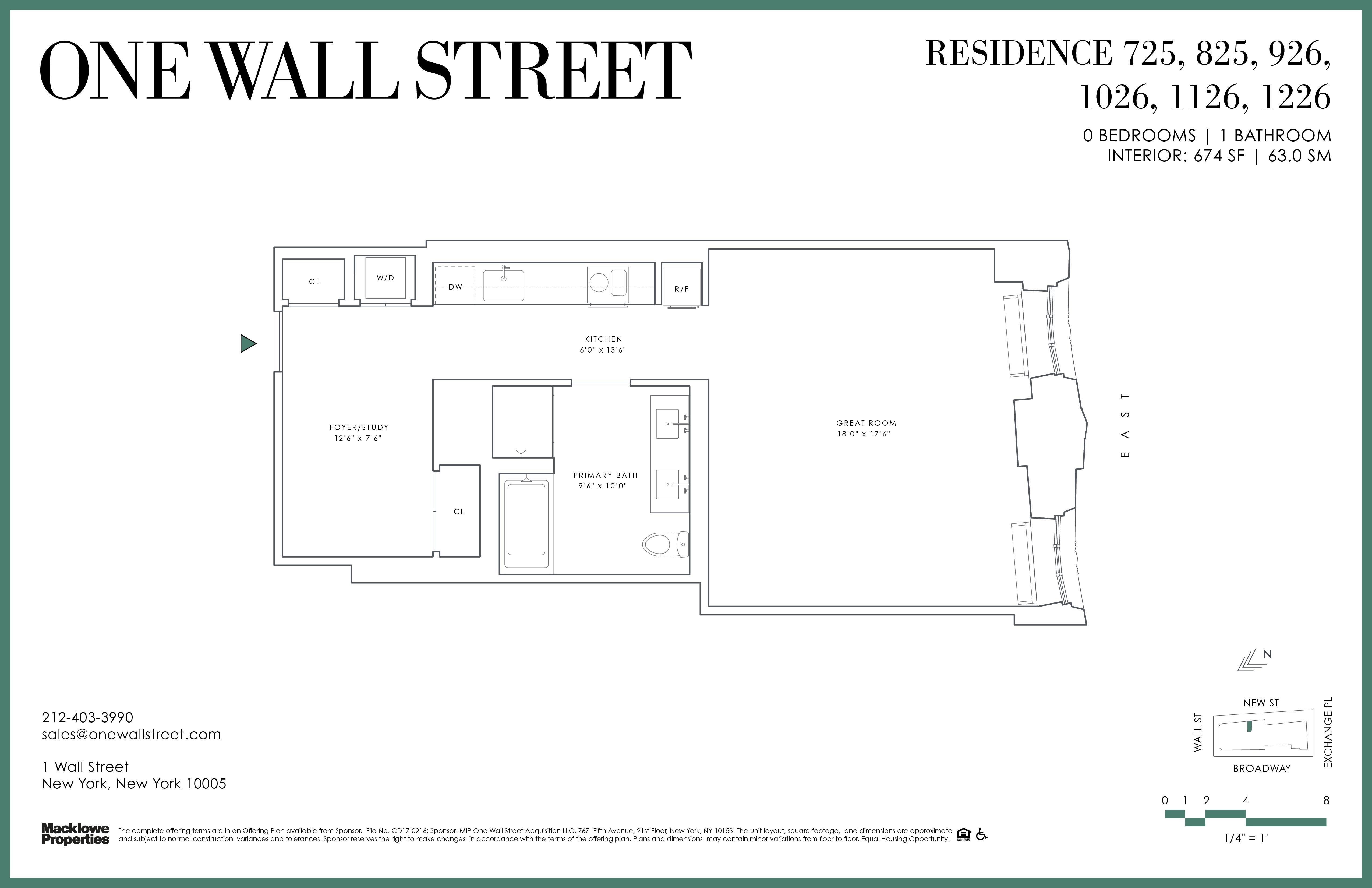 1 Wall Street 926 Financial District New York NY 10005