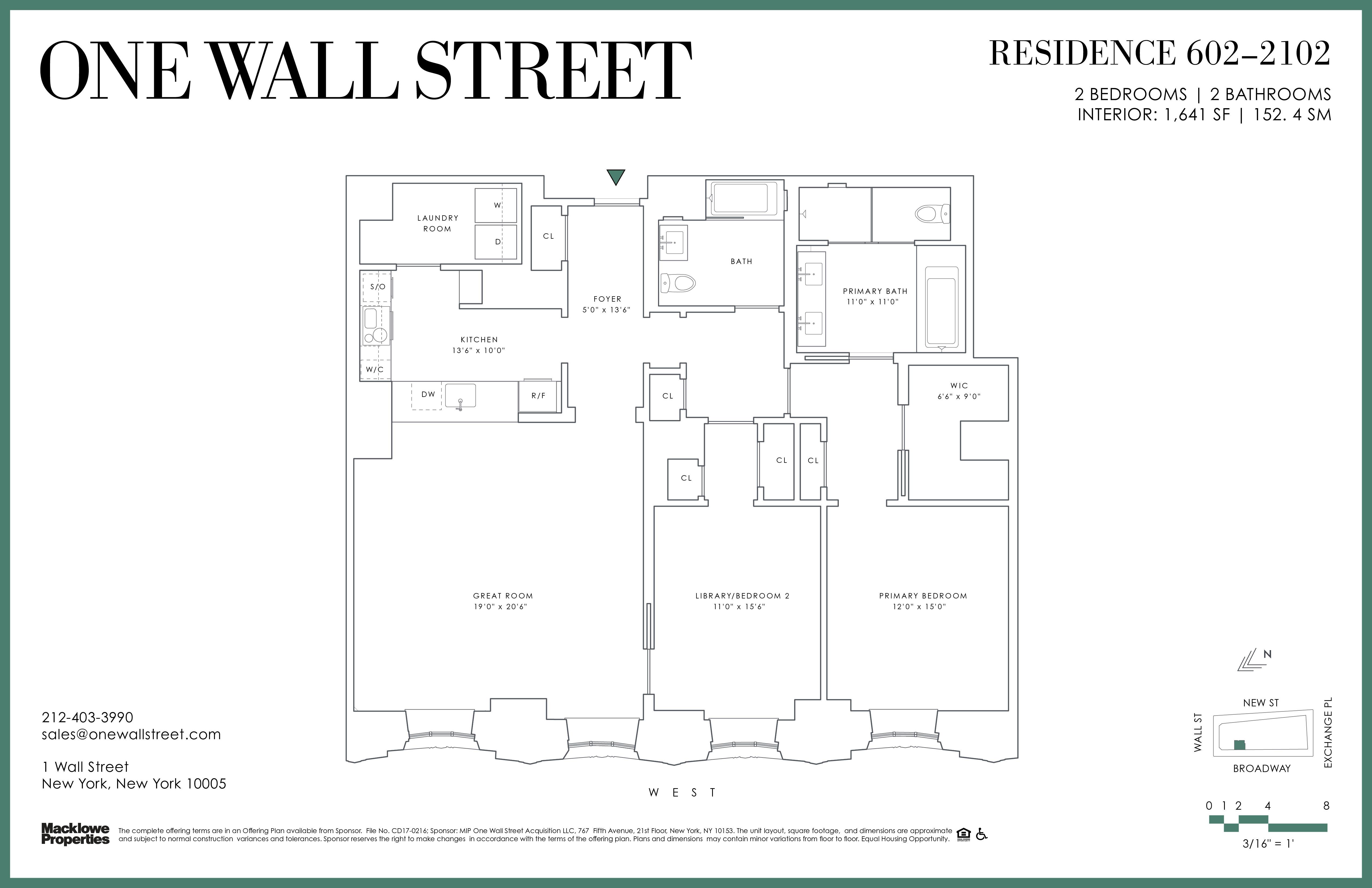 1 Wall Street 1602 Financial District New York NY 10005