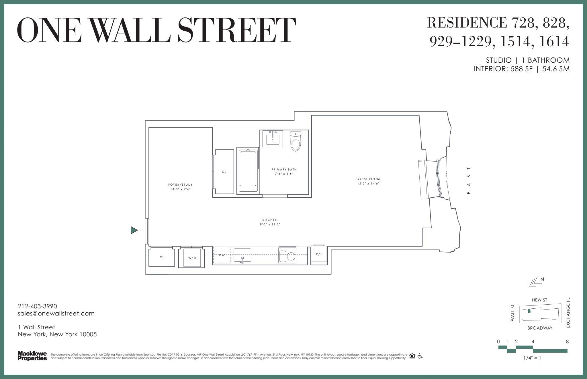 1 Wall Street 1229 Financial District New York NY 10005