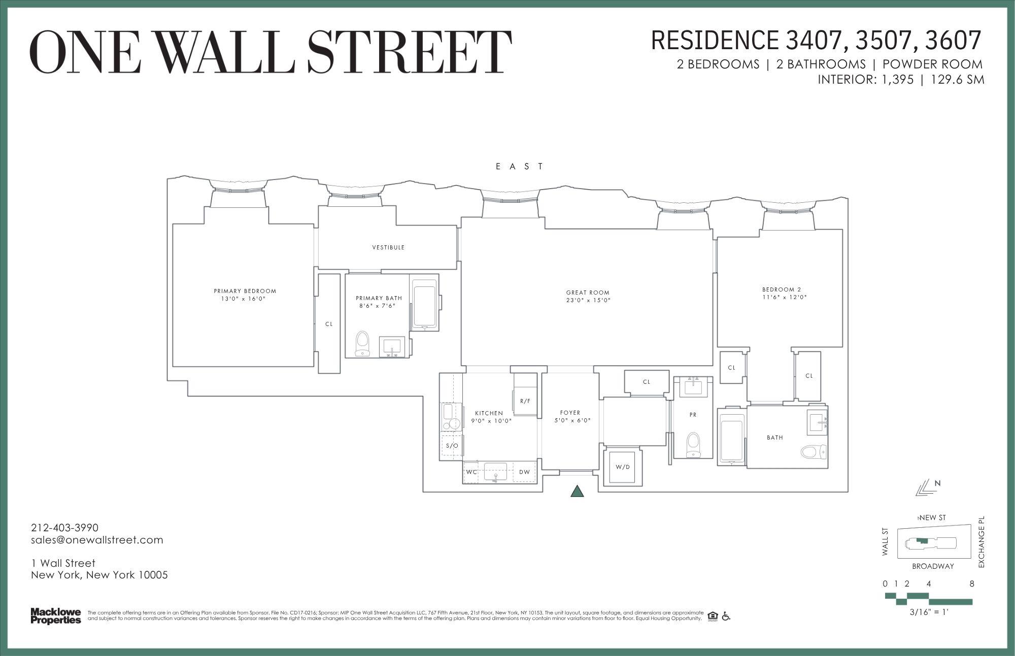 1 Wall Street 3507 Financial District New York NY 10005