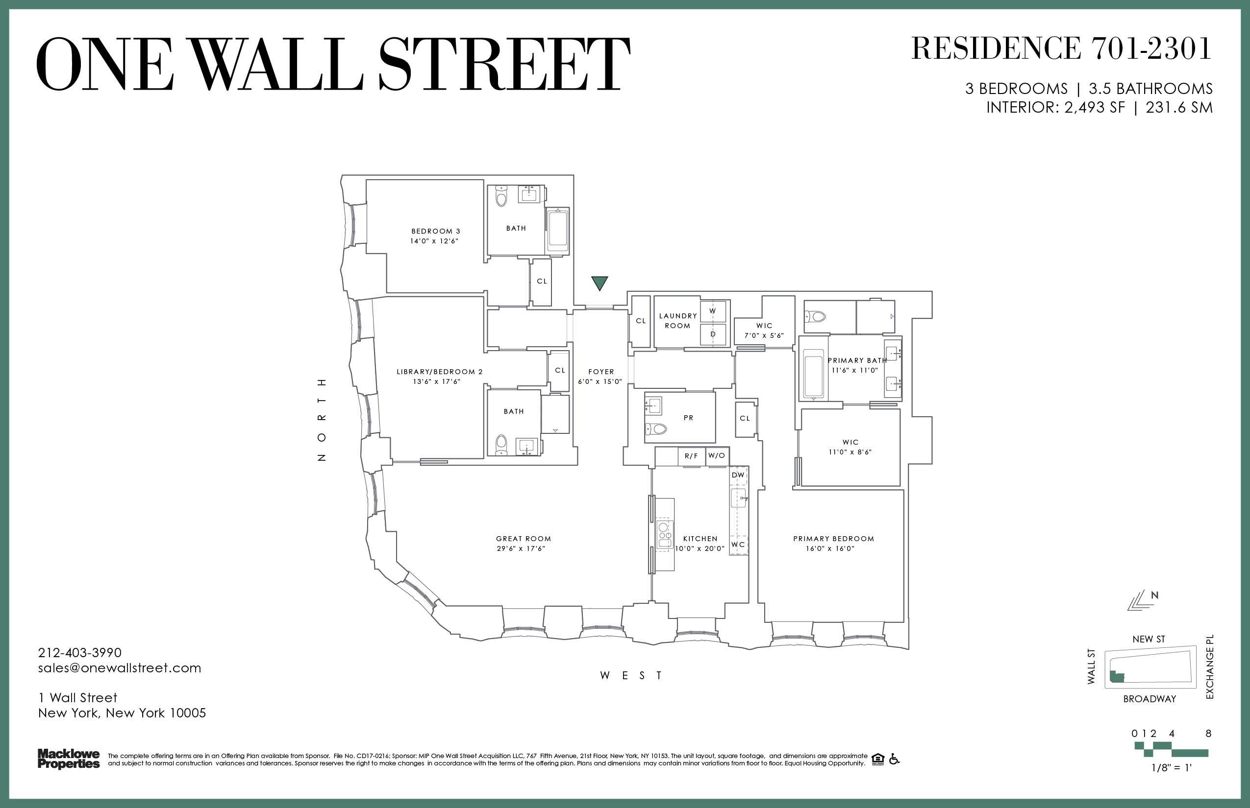 1 Wall Street 701 Financial District New York NY 10005