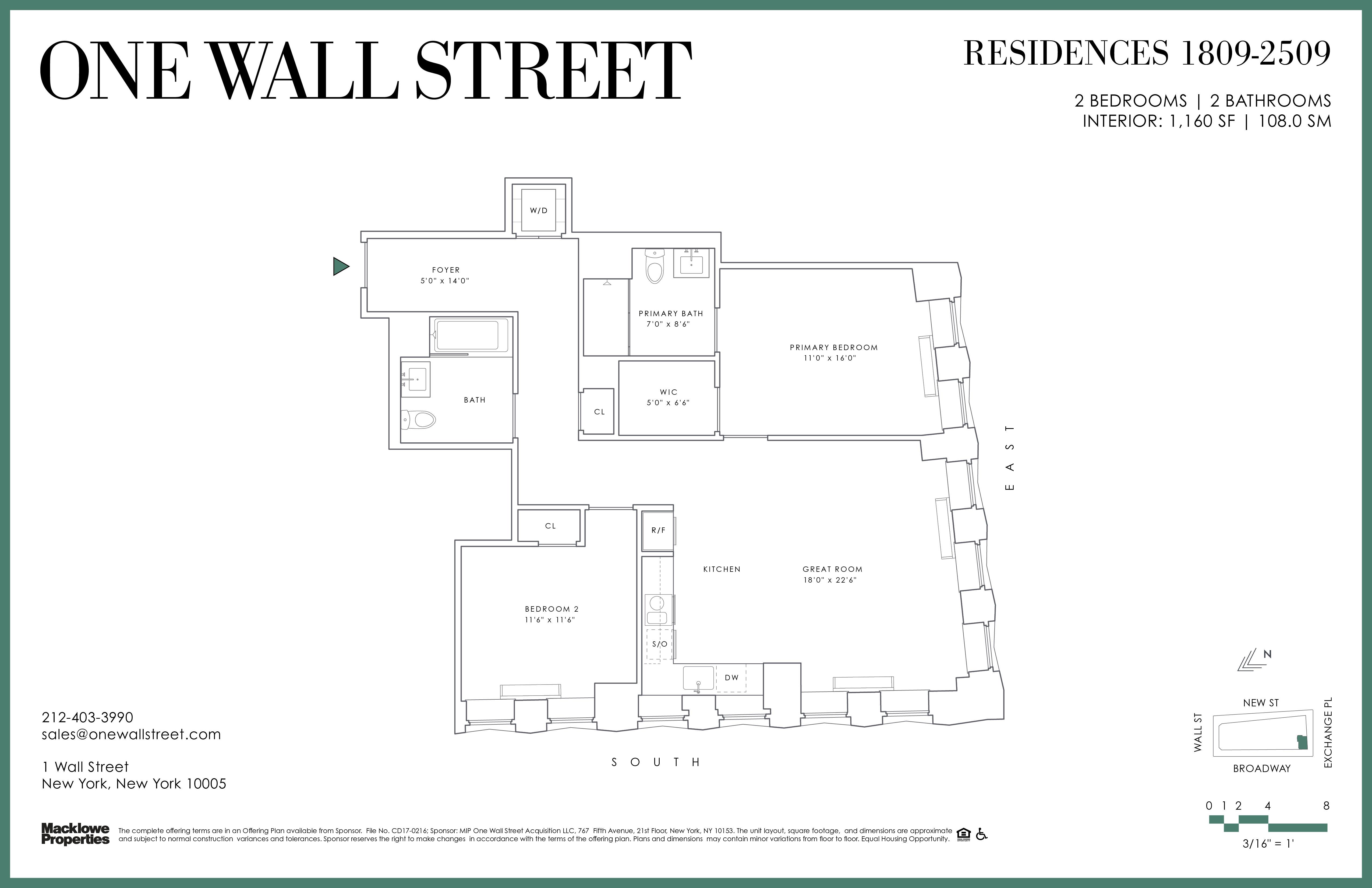 1 Wall Street 2309 Financial District New York NY 10005